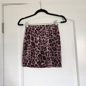 leopard print velvet skirt from Romwe